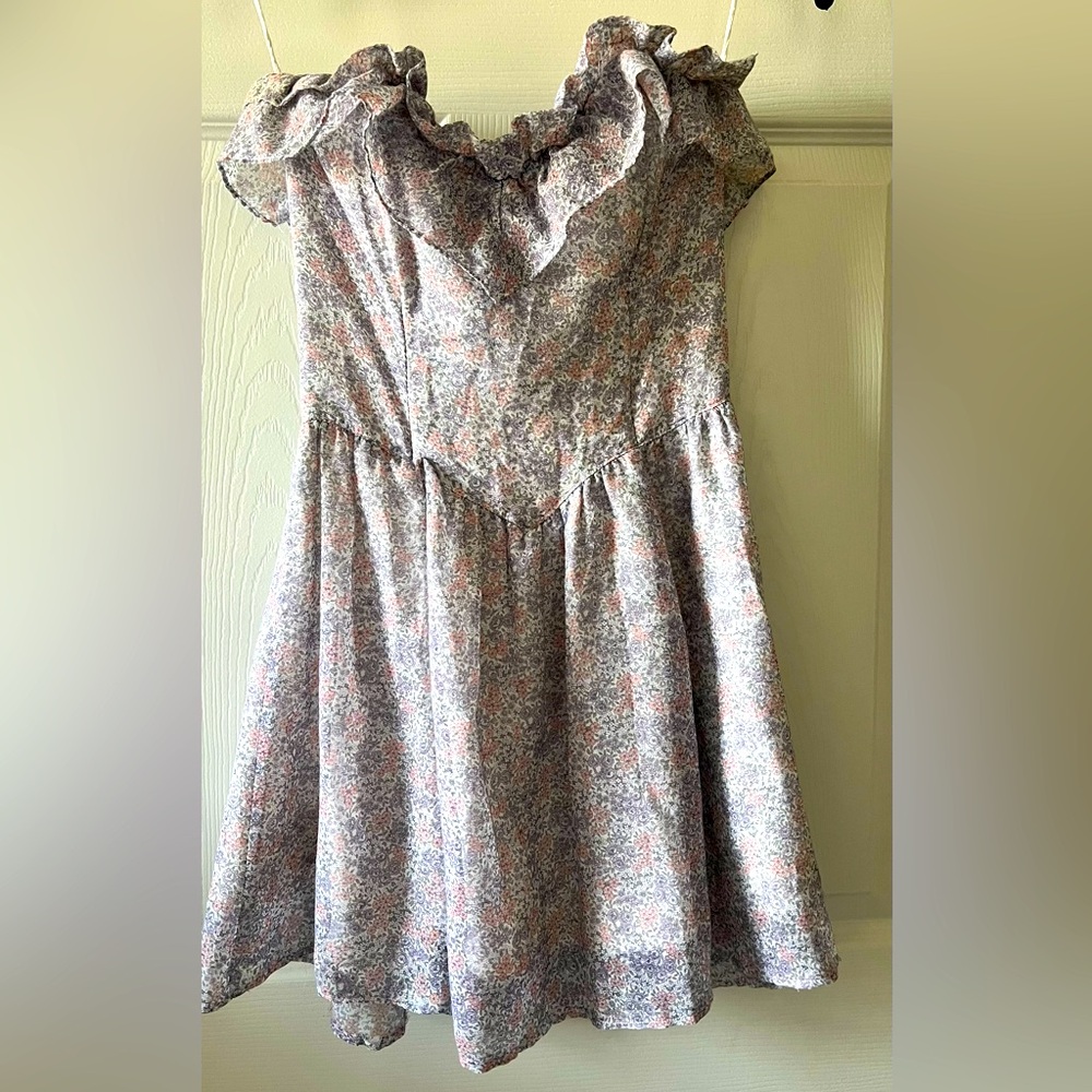 Gunne Sax Purple and Pink Floral Dress